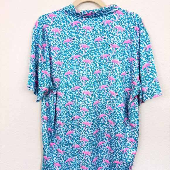 Chubbies Mens Polo Shirt Size M Flamingo Travel Summer Novelty Active Golf Pink - Picture 3 of 8